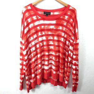 Lane Bryant Sweater Womens 18/20 Pullover Red Orange Long Sleeve V Neck Colorful